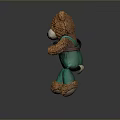 Cute Brown Stuffed Teddy Bear Wearing Green Overalls With Chest Badge