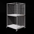 Metal Wire Mesh Storage Shelving Unit With Wheels And Multiple Shelves 3d model