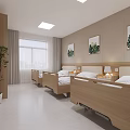 Rehabilitation Center Lobby With Wooden Reception Desk Modern Lighting And Wall Art
