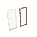 Elegant Decorative Mirrors With White And Wooden Frames Surrounding Light Bulbs 3d model