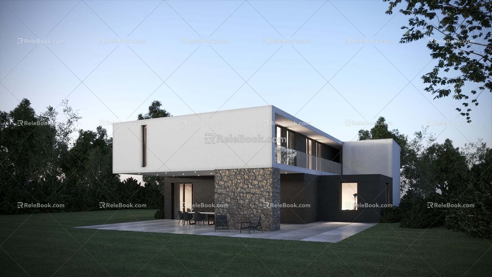 Modern single-family villa minimalist pastoral style 3d model