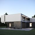 Modern single-family villa minimalist pastoral style 3d model