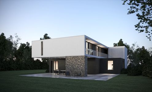 Modern single-family villa minimalist pastoral style 3d model