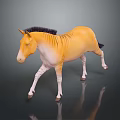 Yellow Horse With Black Mane Standing On Dark Background Showing Reflection 3d model