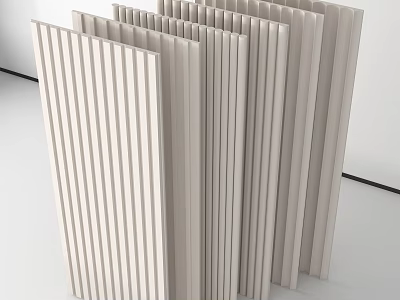 White Vertical Grooved Wall Panels For Modern Home Interior Design 3d model