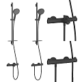 Modern Stainless Steel Shower Faucet With Handheld Sprayer Fixed Head And Thermostatic Design