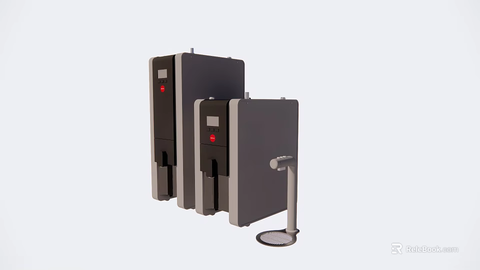 Cafe Commercial Coffee Machines With Red Buttons And Modern Design Equipment 3d model 