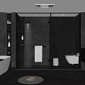 Modern Bathroom Interior Design With Bathtub Glass Shower Sink White Toilet And Dark Cabinets