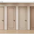 Interior Hinged Doors With Different Wooden Designs Classic Panels And Handles 3d model