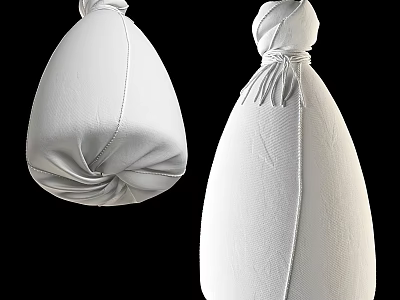 White Leather Pendant Lights Featuring Knotted Top Pleated Body And Tassel Accents 3d model