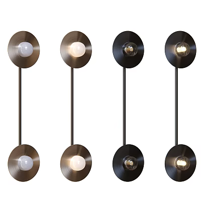 Modern Wall Lamps with Round Metal Shades and Warm Illumination Effect 3d model