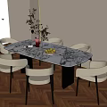 Dining table and chair combination 3d model