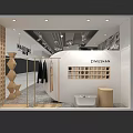 ZIMUSHAN Clothing Store Interior With Hanging Clothes Display Shelves And Decorative Elements