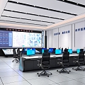 Video monitoring room of command center 3d model