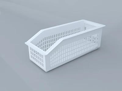 White Plastic Mesh Storage Basket For Public Facility Organization 3d model