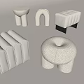 Sofa stool low stool combination 3d model