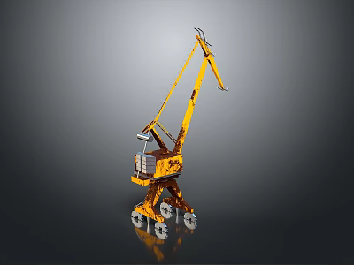 Mobile Yellow Construction Crane With Boom Cab And Heavy Duty Wheels Design 3d model