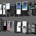 Bank Modern Self Service Equipment Featuring ATMs Interactive Kiosks and Payment Terminals