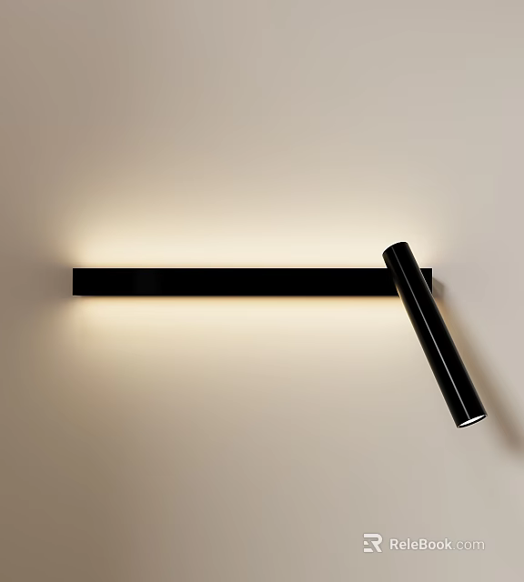Modern Sleek Black LED Wall Light With Strip Design And Soft Illumination 3d model 