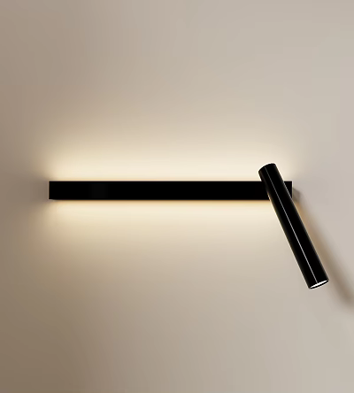 Modern Sleek Black LED Wall Light With Strip Design And Soft Illumination 3d model