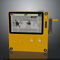Yellow Handheld Game Console Featuring Animal Character On Screen 3d model