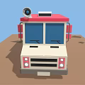 Pink And White Commercial Food Truck With Yellow White Striped Awning And Roof Horn