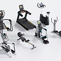 Various Home Gym Fitness Equipment With Treadmill Elliptical Rowing Machine And Stationary Bike
