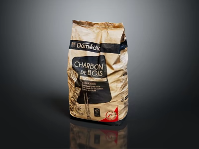 Household Charcoal in Paper Bag for Home Cooking and Grilling Needs 3d model