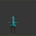 Blue Mythical Bird With Decorative Feathers Standing Orange Beak And Golden Claws