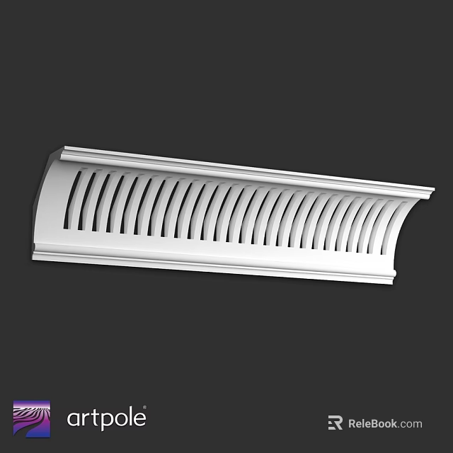 Modern White Curved Building Component With Slotted Design And Smooth Surface 3d model 