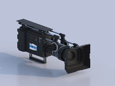 Black Digital Video Camera with Tripod Stand and LCD Screen for Professional Filmmaking 3d model