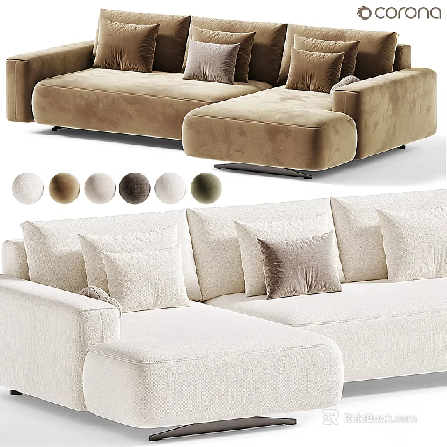 Modern Sectional Sofa With Multiple Color Options And Plush Decorative Pillows 3d model 