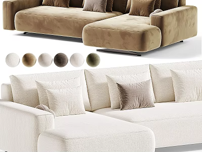 Modern Sectional Sofa With Multiple Color Options And Plush Decorative Pillows 3d model