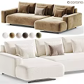 Modern Sectional Sofa With Multiple Color Options And Plush Decorative Pillows 3d model