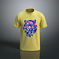 Stylish Yellow T-shirt With Vibrant Tiger Graphic Design And Soft Fabric For Casual Wear