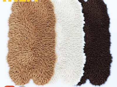 Soft Shaggy Square Rugs in Brown White and Dark Brown for Home Decor 3d model