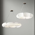 Modern White Hanging Chandeliers with Stylish Shade Design in Minimalist Interior