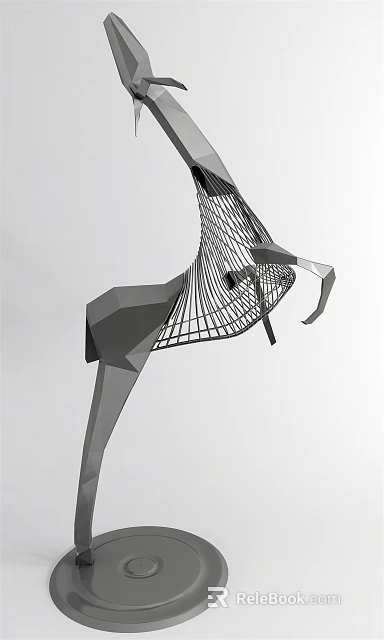 Modern Abstract Animal Sculpture With Geometric Wireframe Structure And Artistic Design 3d model 