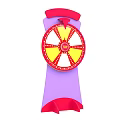 Decorative Fortune Wheel With Purple Base Stand Red Pointer And Colorful Sections 3d model