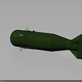 Green Military Bomb With Metallic Structure Rear Fins And Explosive Design