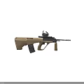Modern Tan Tactical Rifle With Red Dot Sight Ergonomic Grip And Tactical Rail
