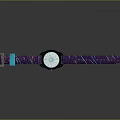 Modern Watch With Purple Strap Blue Lines And Round Dial Design
