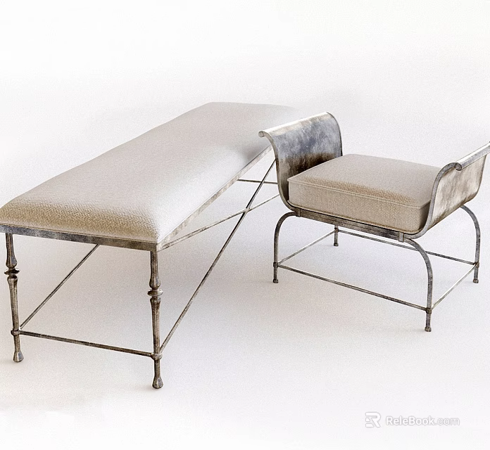Stylish Modern Stool With Metal Frame And Upholstered Seat For Home Interior Decor 3d model 