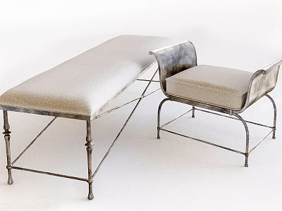 Stylish Modern Stool With Metal Frame And Upholstered Seat For Home Interior Decor 3d model