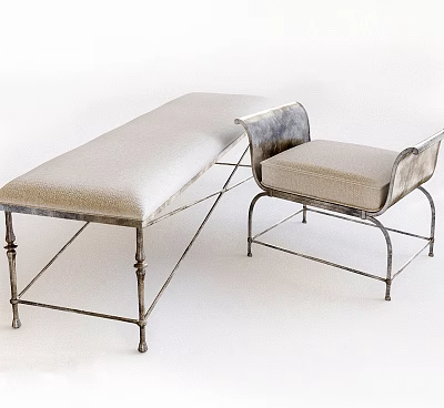 Stylish Modern Stool With Metal Frame And Upholstered Seat For Home Interior Decor 3d model