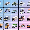 Toy Car and Various Vehicle Models in Colorful Grid
