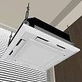 Ceiling Mounted Air Conditioner Fan With Indoor Wooden Wall And Blinds