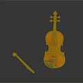 High Quality Orange Violin With Bow On Black Background For Daily Living