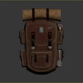Brown Vintage Roll Top Backpack with Multiple Pockets Durable Material and Leather Straps 3d model