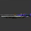 Decorative Weapon Collection Featuring Blue Shield With Red Eagle Emblem And Purple Hilt Sword
